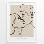 Ladda upp bild till gallerivisning, Minimalist line art of a couple kissing in a modern black frame on beige background.
