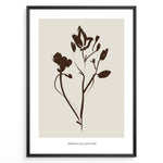 Ladda upp bild till gallerivisning, Framed Jardin Collection poster with minimalist brown floral line art on a beige background and white border.
