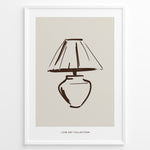 Ladda upp bild till gallerivisning, Framed minimalist poster featuring a hand-drawn lamp line art illustration in brown on a beige background from the Line Art Collection.
