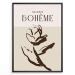 Ladda upp bild till gallerivisning, Framed Galerie Bohème poster featuring abstract brown floral line art on beige and light cream background.
