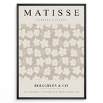 Ladda upp bild till gallerivisning, Framed Matisse Flowers &amp; Plants poster featuring beige and cream floral pattern with Berggruen &amp; Cie text at the bottom.

