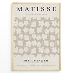 Ladda upp bild till gallerivisning, Framed Matisse Flowers &amp; Plants poster featuring beige and cream floral pattern with Berggruen &amp; Cie text at the bottom.
