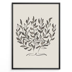 Ladda upp bild till gallerivisning, Framed minimalist botanical poster with abstract hand-drawn leaves in brown and black tones on a light beige background.
