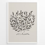 Ladda upp bild till gallerivisning, Framed minimalist botanical poster with abstract hand-drawn leaves in brown and black tones on a light beige background.
