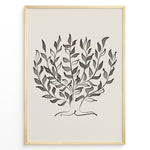Ladda upp bild till gallerivisning, Framed minimalist botanical poster with abstract hand-drawn leaves in brown and black tones on a light beige background.
