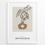 Ladda upp bild till gallerivisning, Framed “Botanique No.04” poster with abstract brown vase and plant leaf design on a beige background in a minimalist art style.
