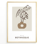 Ladda upp bild till gallerivisning, Framed “Botanique No.04” poster with abstract brown vase and plant leaf design on a beige background in a minimalist art style.
