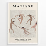Ladda upp bild till gallerivisning, Framed Matisse “The Dance” abstract art poster with nude figures dancing on a beige patterned background.
