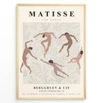 Ladda upp bild till gallerivisning, Framed Matisse “The Dance” abstract art poster with nude figures dancing on a beige patterned background.
