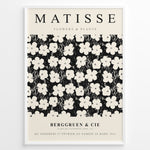 Ladda upp bild till gallerivisning, Framed Matisse Flowers &amp; Plants art poster with black and white floral pattern and minimalist typography.
