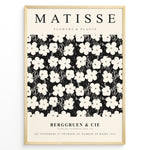 Ladda upp bild till gallerivisning, Framed Matisse Flowers &amp; Plants art poster with black and white floral pattern and minimalist typography.
