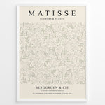 Ladda upp bild till gallerivisning, Framed Matisse Flowers &amp; Plants poster with light botanical line art in green and beige tones on a minimalist background.

