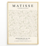 Ladda upp bild till gallerivisning, Framed Matisse Flowers &amp; Plants poster with light botanical line art in green and beige tones on a minimalist background.
