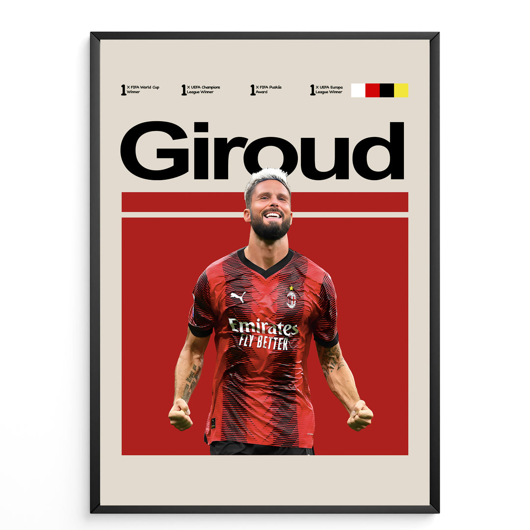 Fodbold plakat | Fodbold plakater | Olivier Giroud Fodbold Plakat | Fransk Angrebshelt, Målmandens Mareridt | Plakaty.dk
