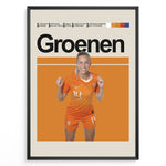 Ladda upp bild till gallerivisning, Jackie Groenen plakat | Holland landsholdstrøje i ikonisk orange med energisk udtryk – ideel til fans af kvindefodbold og Holland
