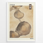 Ladda upp bild till gallerivisning, Japanske plakater | Japanese-style wall art showing detailed tree rings in a natural beige tone, with Japanese text reading &quot;Tokiwa&quot; (time wheel) and minimalist branding.
