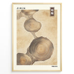 Ladda upp bild till gallerivisning, Japanske plakater | Japanese-style wall art showing detailed tree rings in a natural beige tone, with Japanese text reading &quot;Tokiwa&quot; (time wheel) and minimalist branding.
