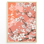 Ladda upp bild till gallerivisning, Japanske plakater | Framed Japanese art print of white and pink cherry blossoms on branches against a soft pink background.
