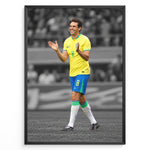Ladda upp bild till gallerivisning, Kaká iført Brasiliens gule fodboldtrøje på en stilren sort-hvid fodboldbane.
