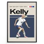 Ladda upp bild till gallerivisning, Chloe Kelly Kvinde fodbold plakater | England landsholdstrøje i hvid og blå med boldkontrol og intens fokus – ideel til fans af kvindefodbold
