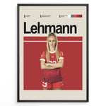 Ladda upp bild till gallerivisning, Alisha Lehmann plakat | Schweiz landsholdstrøje i rød med intense øjne og stærkt udtryk – perfekt til fans af kvindefodbold og Schweiz
