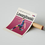 Ladda upp bild till gallerivisning, Robert Lewandowski fodbold plakat | FC Barcelona trøje i rød og blå med fejring – perfekt til fans af herrefodbold og La Liga

