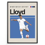 Ladda upp bild till gallerivisning, Carli Lloyd Kvinde fodbold plakater | USA landsholdstrøje i hvid med kraftfuldt spark – perfekt til fans af kvindefodbold og amerikansk dominans
