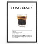 Ladda upp bild till gallerivisning, Long Black coffee recipe illustration with a glass of layered espresso and hot water.
