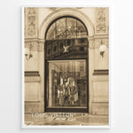 Ladda upp bild till gallerivisning, Fashion Plakat | Louis Vuitton Milan Galleria Storefront – Fashion Architecture Art Print Plakaty.dk | Sepia-toned image of the Louis Vuitton storefront at Galleria Vittorio Emanuele II in Milan, Italy.

