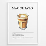 Ladda upp bild till gallerivisning, Macchiato coffee recipe illustration with espresso topped with milk foam.
