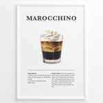 Ladda upp bild till gallerivisning, Marocchino coffee recipe illustration with espresso, cocoa, steamed milk, and milk foam.

