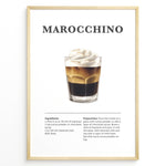 Ladda upp bild till gallerivisning, Marocchino coffee recipe illustration with espresso, cocoa, steamed milk, and milk foam.
