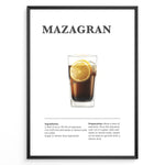 Ladda upp bild till gallerivisning, Mazagran iced coffee recipe illustration with espresso, lemon slice, and ice cubes.
