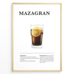 Ladda upp bild till gallerivisning, Mazagran iced coffee recipe illustration with espresso, lemon slice, and ice cubes.
