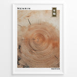 Ladda upp bild till gallerivisning, Japanske plakater | Japanese minimalist poster showing detailed concentric tree rings, representing the passage of time and growth.
