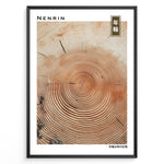 Ladda upp bild till gallerivisning, Japanske plakater | Japanese minimalist poster showing detailed concentric tree rings, representing the passage of time and growth.
