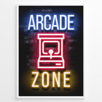 Ladda upp bild till gallerivisning, Arcade Zone gaming plakat | Retro neon-design med arkademaskine og farverige lys – perfekt til gamerhjørnet
