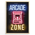 Ladda upp bild till gallerivisning, Arcade Zone gaming plakat | Retro neon-design med arkademaskine og farverige lys – perfekt til gamerhjørnet
