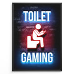 Ladda upp bild till gallerivisning, Toilet Gaming plakat | Neonmotiv af person på toilet med controller – sjov gamingkunst til badeværelset eller gamerhjørnet
