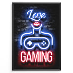 Ladda upp bild till gallerivisning, Love Gaming gaming plakat | Neon plakat med feminin gamer vibe og controller-motiv – en unik gaming plakat fra Plakaty.dk
