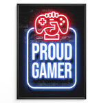 Ladda upp bild till gallerivisning, Proud Gamer gaming plakat | Blå og rød neon med controller og knyttet hånd – stolt gaming plakat fra Plakaty.dk
