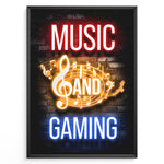 Ladda upp bild till gallerivisning, Music and Gaming gaming plakat | Neonmotiv med noder, musik og spil i farverig stil – fed gaming plakat fra Plakaty.dk
