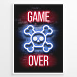 Ladda upp bild till gallerivisning, Game Over gaming plakat | Neon kranie med rød og blå tekst mens du spiller GTA 5
