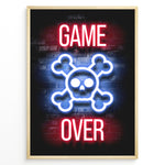 Ladda upp bild till gallerivisning, Game Over gaming plakat | Neon kranie med rød og blå tekst mens du spiller GTA 5
