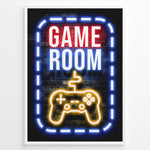Ladda upp bild till gallerivisning, Game Room gaming plakat | Neon design med gul controller mens du spiller League of Legends
