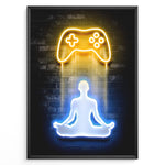 Ladda upp bild till gallerivisning, Gaming Zen gaming plakat | Neon controller og meditativ figur mens du spiller Elden Ring
