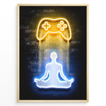 Ladda upp bild till gallerivisning, Gaming Zen gaming plakat | Neon controller og meditativ figur mens du spiller Elden Ring

