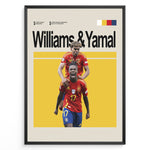 Ladda upp bild till gallerivisning, Williams &amp; Yamal fodbold plakat | Spanien landsholdstrøjer i rød med ikonisk jubel – perfekt til fans af herrefodbold og La Roja
