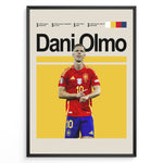Ladda upp bild till gallerivisning, Dani Olmo fodbold plakat | Spanien landsholdstrøje i rød og blå med karakteristisk jubel – ideel til fans af herrefodbold og La Roja
