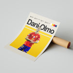 Ladda upp bild till gallerivisning, Dani Olmo fodbold plakat | Spanien landsholdstrøje i rød og blå med karakteristisk jubel – ideel til fans af herrefodbold og La Roja
